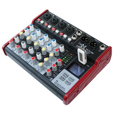 E-Lektron SE-6 Live Audio Mixer 6 Channel Mixer incl. USB Bluetooth Soundcard Phantom Power