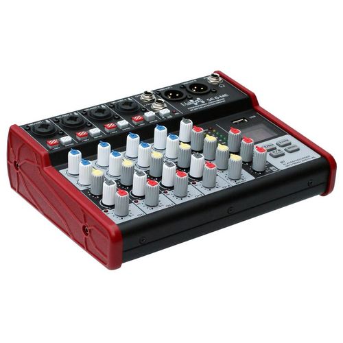 SE-6MM Live Audio Mixer 6 Channel Mixer incl. USB Bluetooth Soundcard Phantom Power with Condenser Mic