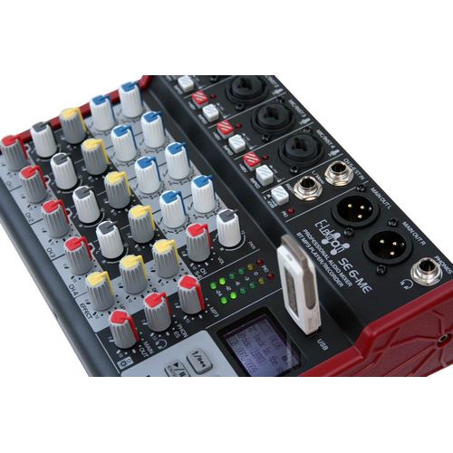 SE-6MM Live Audio Mixer 6 Channel Mixer incl. USB Bluetooth Soundcard Phantom Power with Condenser Mic