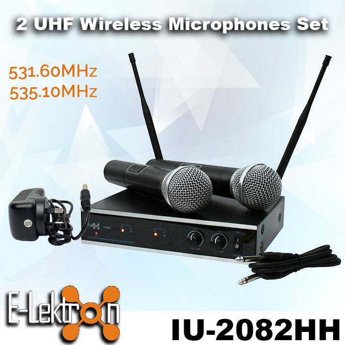 E-Lektron IU-2082HH Digital UHF Wireless 2 x Handheld Microphone System Set