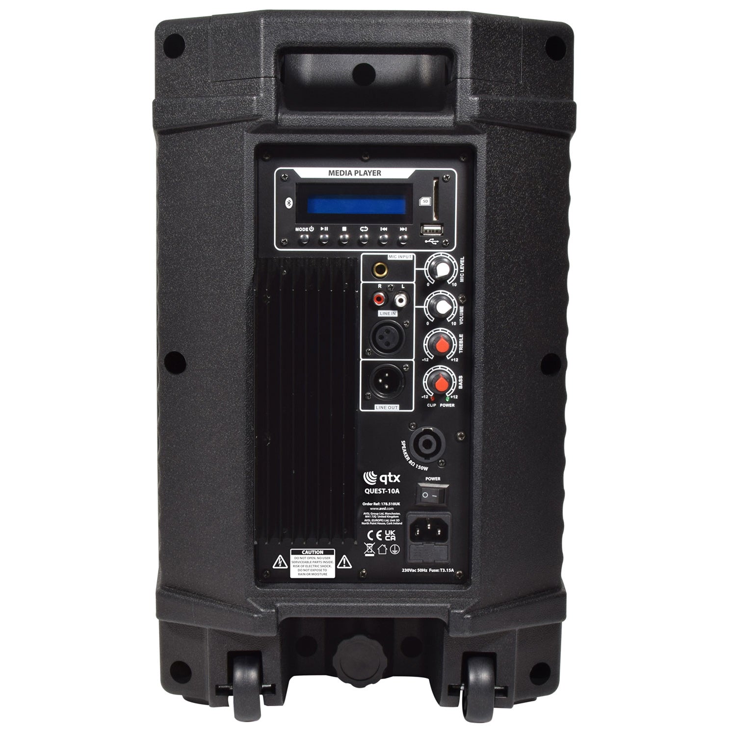 QTX Audius-10 Audio Performance package with Bluetooth PA System Audio Mixer Microphones Stands