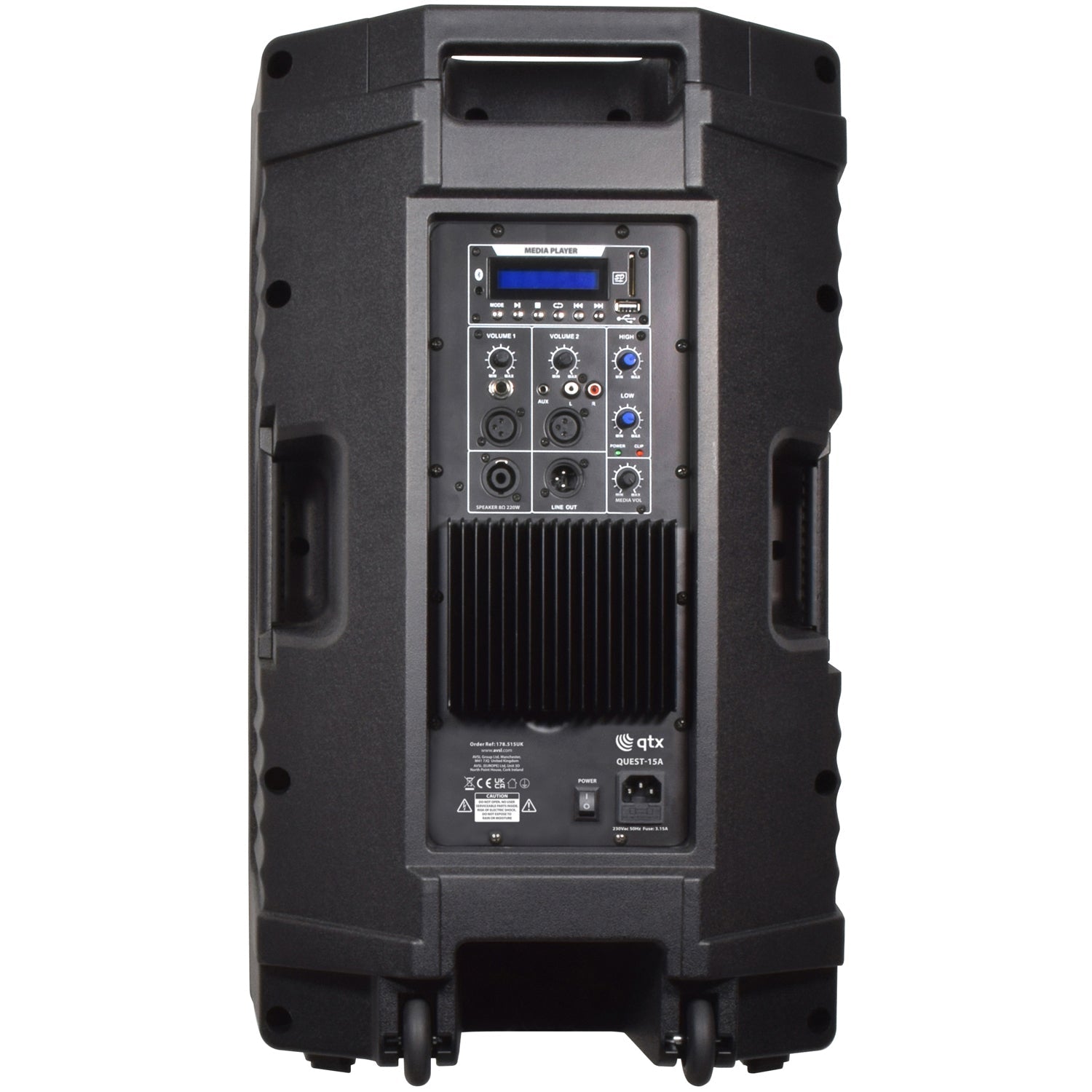 QTX Quest-15SM 15" Active PA Speaker Pair & Dual UHF Microphone Set | 1760W