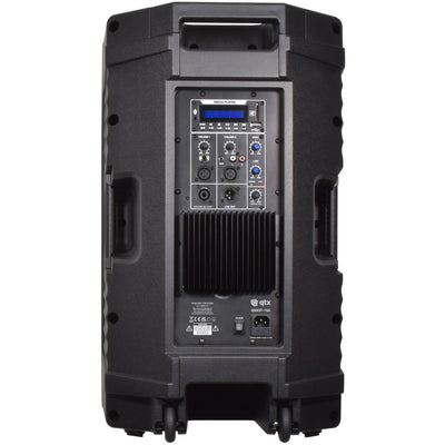 QTX Quest QKS15 Speaker Bluetooth Active Loud Sound System PA with 2 Tunable UHF Microphones
