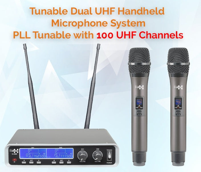 IU-2080HH Dynamic UHF Digital 100 Channels Tunable Wireless Microphone System 2xHandheld