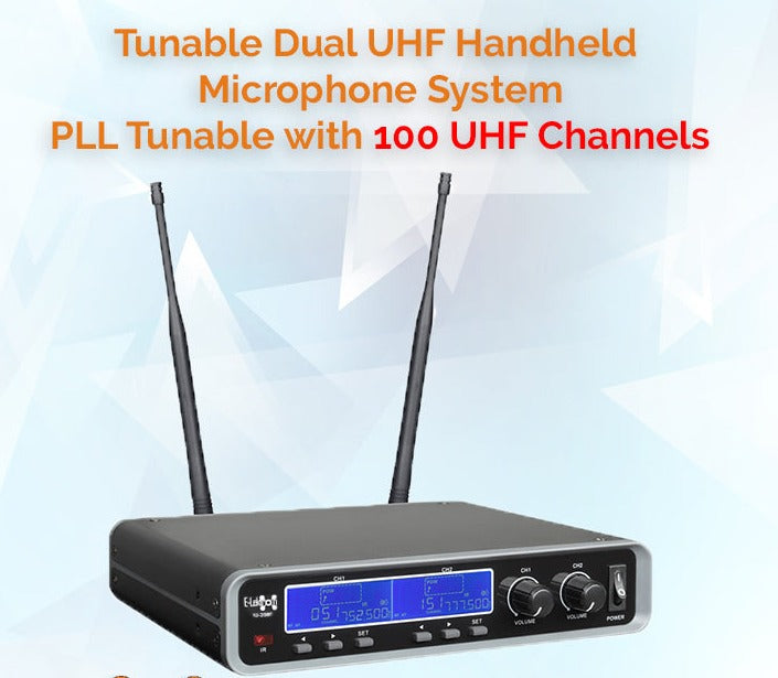 IU-2080HH Dynamic UHF Digital 100 Channels Tunable Wireless Microphone System 2xHandheld
