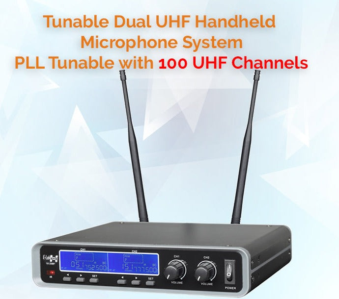 IU-2080HH Dynamic UHF Digital 100 Channels Tunable Wireless Microphone System 2xHandheld
