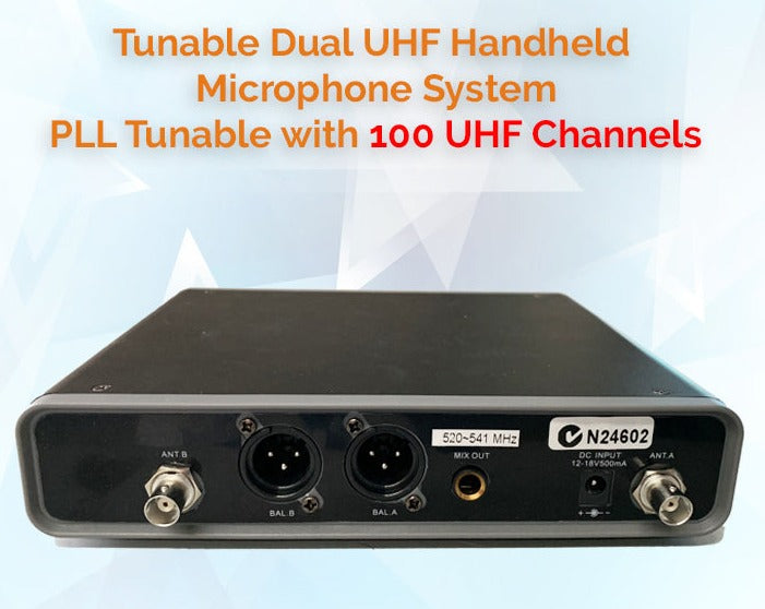 IU-2080HH Dynamic UHF Digital 100 Channels Tunable Wireless Microphone System 2xHandheld