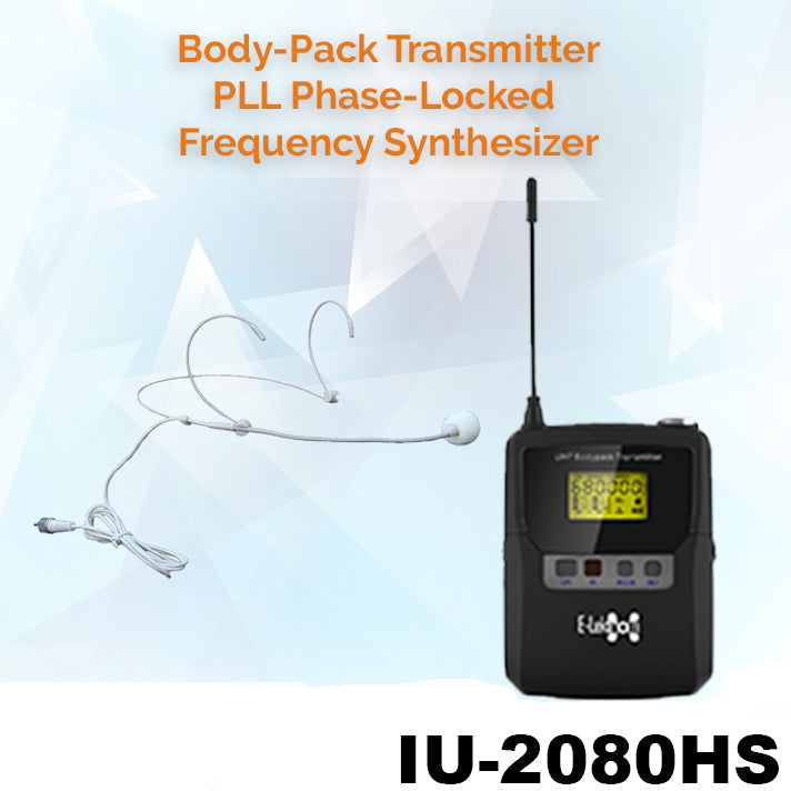 E-Lektron Belt pack UHF transmitter headset and Lavalier Tie-clip for IU-4013 IU-2080