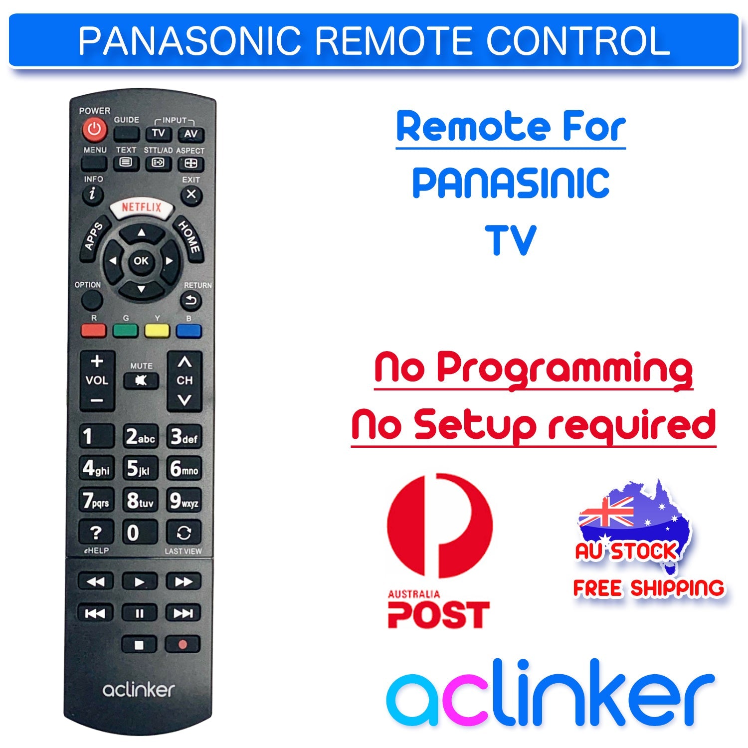 Aclinker Remote Control Compatible Replacement Panasonic Smart TV LED LCD Remote Control With Netflix Apps Button