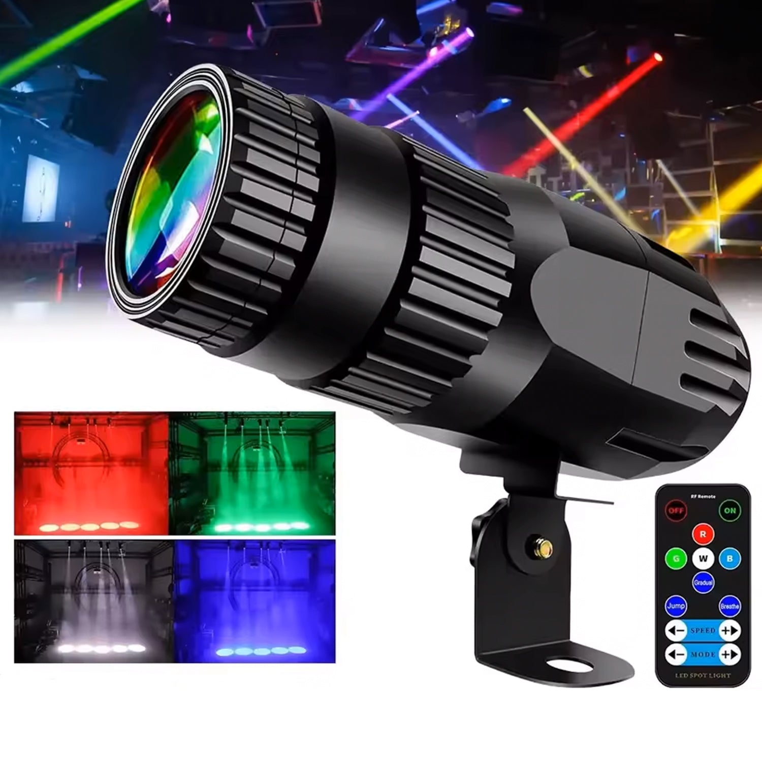 CR Lite 10W 4 in 1 RGBW Multicolor LED Spotlight with control for Mirror Ball