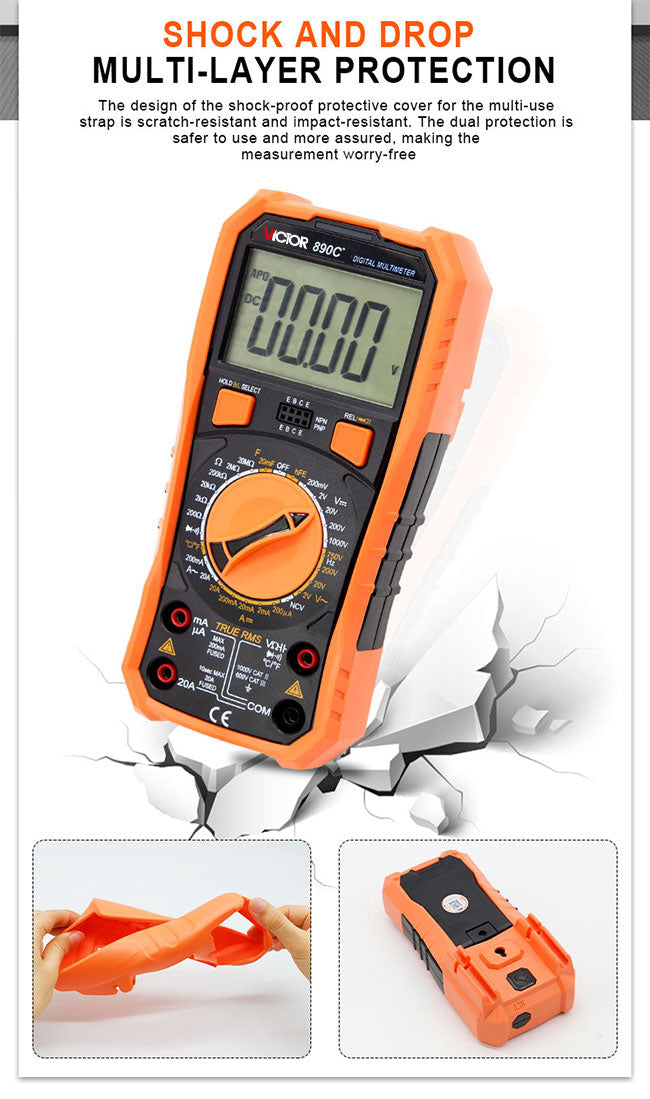 Victor Vc890c + Digital True Rms Multimeter High-Precision 20000uf Capacitor Nvc Temperature Measurement