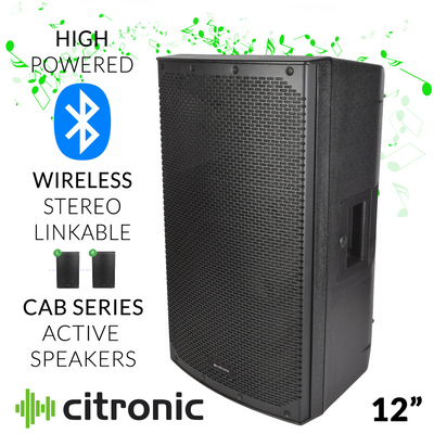 12L 2x 12" inch Bluetooth Stereo Linkable 2400w PA Powerful Loud Active Digital AMP Mixer Speakers With Stands