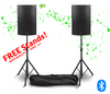 12L 2x 12" inch Bluetooth Stereo Linkable 2400w PA Powerful Loud Active Digital AMP Mixer Speakers With Stands