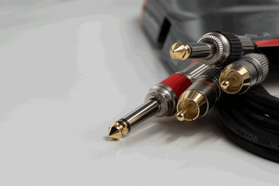 Event Lighting 2J2RCA1.5EL- 1.5m 2x 1/4" Jack Male to 2x RCA Male Signal Lead - Red and Black Ring