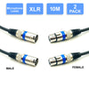 2x 10m 3-Pin XLR Male to Female Balanced Cable Microphone Mic Cord Black Australian Made