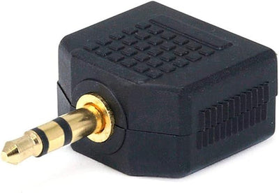 Headphone Splitter 3.5mm Jack 2x Stereo socket Plug Audio AUX Cable Adapter Gold