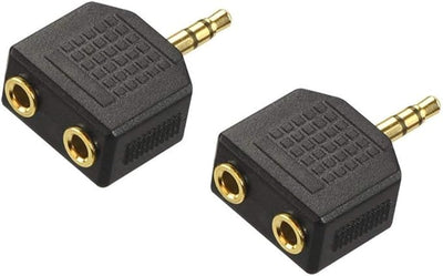 Headphone Splitter 3.5mm Jack 2x Stereo socket Plug Audio AUX Cable Adapter Gold