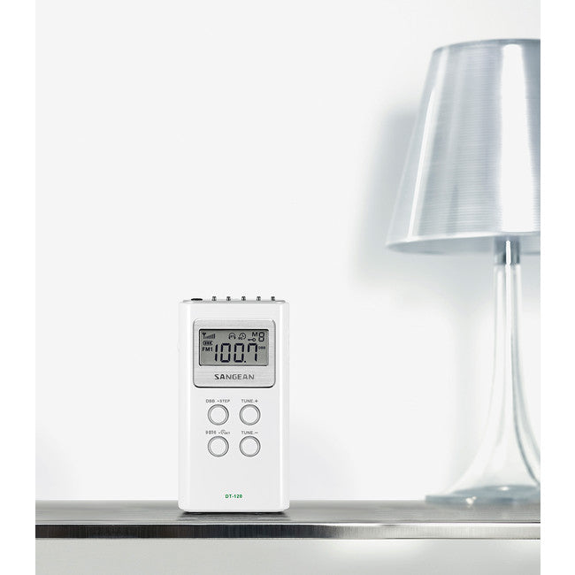 DT120WH WHITE FM/AM RADIO POCKET SIZE WITH EARPHONES SANGEAN DT-120WH