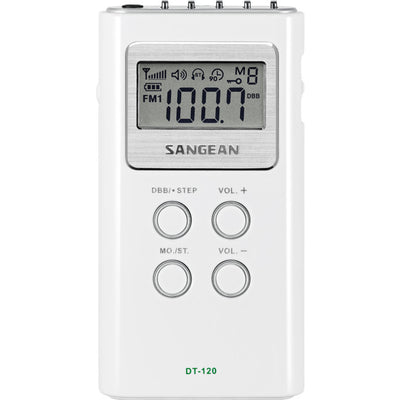 DT120WH WHITE FM/AM RADIO POCKET SIZE WITH EARPHONES SANGEAN DT-120WH