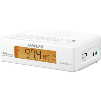 RCR5W BASIC AM / FM BEDSIDE CLOCK RADIO SANGEAN -  WHITE SANGEAN RCR-5