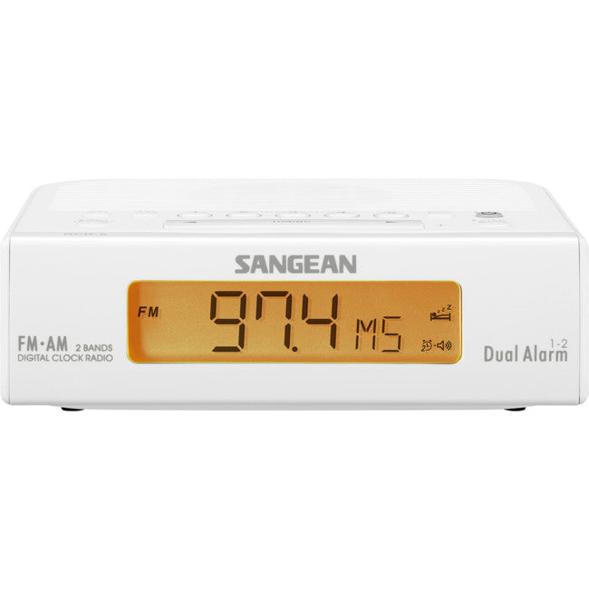 RCR5W BASIC AM / FM BEDSIDE CLOCK RADIO SANGEAN -  WHITE SANGEAN RCR-5