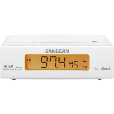 RCR5W BASIC AM / FM BEDSIDE CLOCK RADIO SANGEAN -  WHITE SANGEAN RCR-5