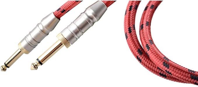 3m 6m 10m Red Classic Braided Tweed Guitar Lead Gold Jack Instrument Cable 1/4 6.35mm