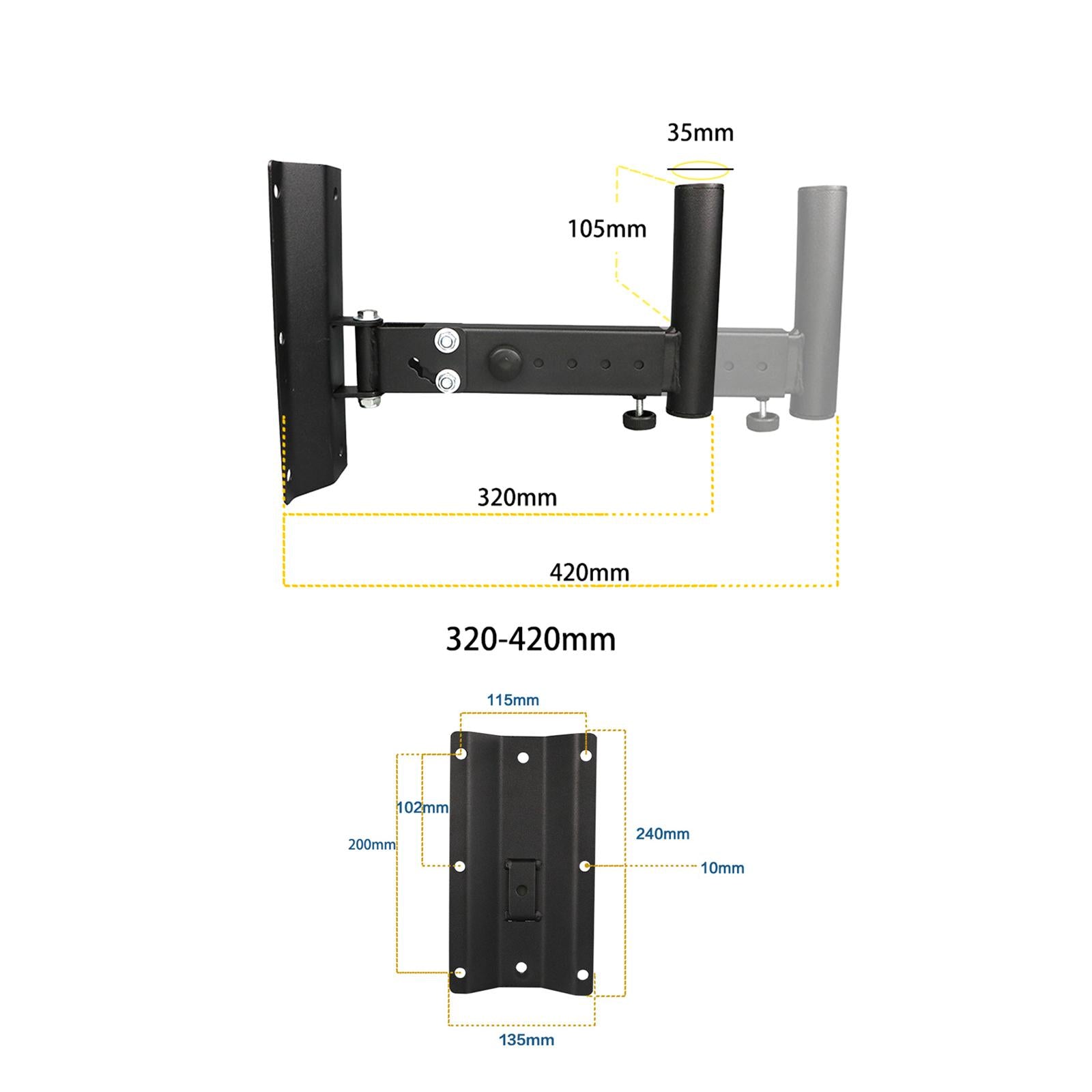 45KG Pair Wall Mount Speaker Stand Adjustable Bracket Tilt & Pan