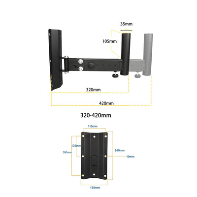 45KG Pair Wall Mount Speaker Stand Adjustable Bracket Tilt & Pan