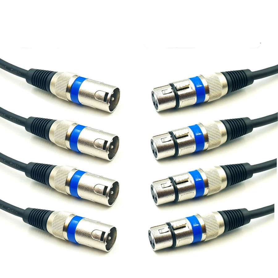 4 Pack 5m or 10m 3-Pin XLR Male to Female Balanced Cable Microphone Mic Cord Australian Made