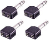 ¼" TRS Stereo 6.35mm Jack to 2x 3.5mm Mono Sockets 1/8” Jack Adapter Connector