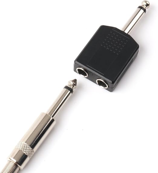 3.5mm Mono Female Sockets to 1x 6.35mm 1/4" Mono Male Plug Adapter Adaptor