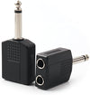 3.5mm Mono Female Sockets to 1x 6.35mm 1/4" Mono Male Plug Adapter Adaptor