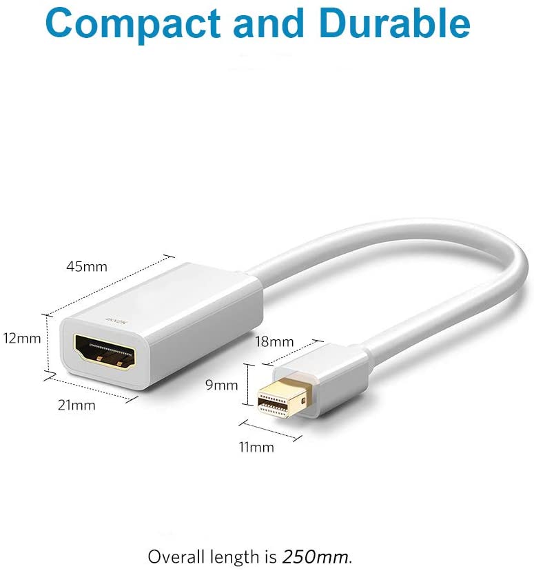Mini Display Port Dp Thunderbolt to Hdmi Adapter White for Macbook Pro Air Mac Imac Surfacebook Pro 4k