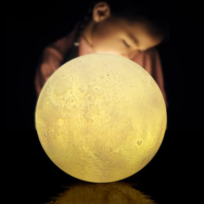 CR Lite 20cm Large Moon Lamp 16 Colour Night Light Home Decoration With Brightness Adjust Touch And Remote Control With Wooden Base