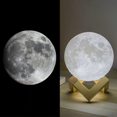 CR Lite 20cm Large Moon Lamp 16 Colour Night Light Home Decoration With Brightness Adjust Touch And Remote Control With Wooden Base