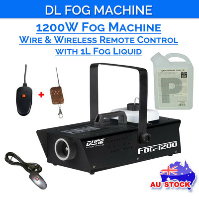 DL 1200w Fog Smoke Machine With Wired And Wireless Remote Control + 2L Liquid