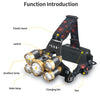 5 LED Headlamp Rechargable Work Headlight Flashlight Camping Head Torch Lamp
