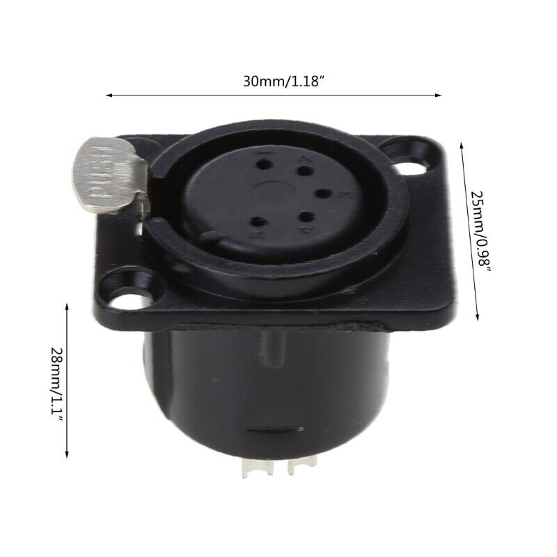 5 Pin XLR Metal Panel Mount Socket Choose Male Or Female Black