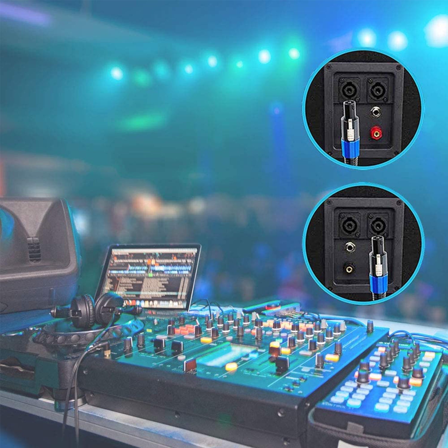 Audio Speakon Cable 13 Guage AWG Patch Cords Professional DJ Speaker Cables Black Wire 5 meters