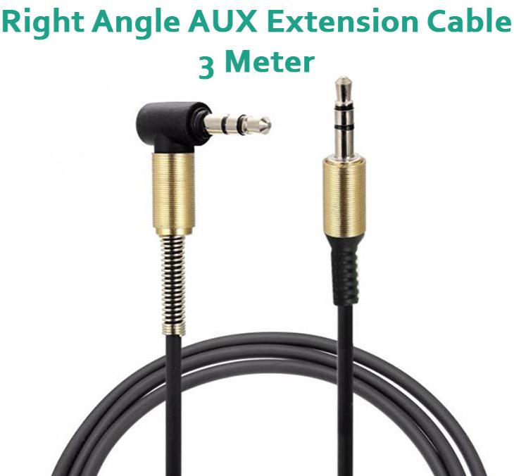 ACL 3.0 Meter 90 Degree Right Angle 3.5mm Auxiliary Audio Jack To Jack Cable Male To Male AUX Cable For Headphones Home And Car Stereos