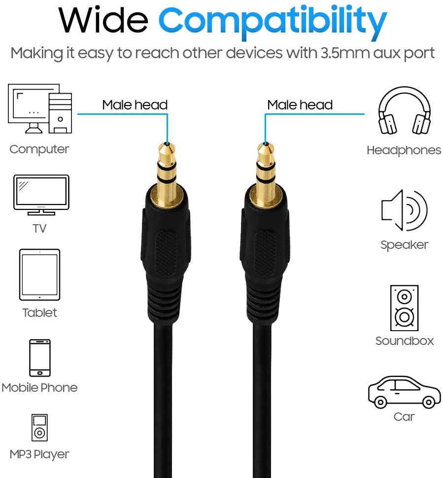 ACL 3.0 Meter 3.5mm AUX Male To Male Stereo Audio Cable Auxiliary Headphones Cord MP3 PC