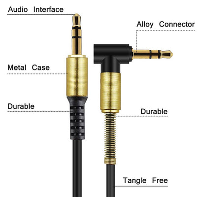 ACL 1.0 Meter 90 Degree Right Angle 3.5mm Auxiliary Audio Jack To Jack Cable Male To Male AUX Cable For Headphones Home And Car Stereos
