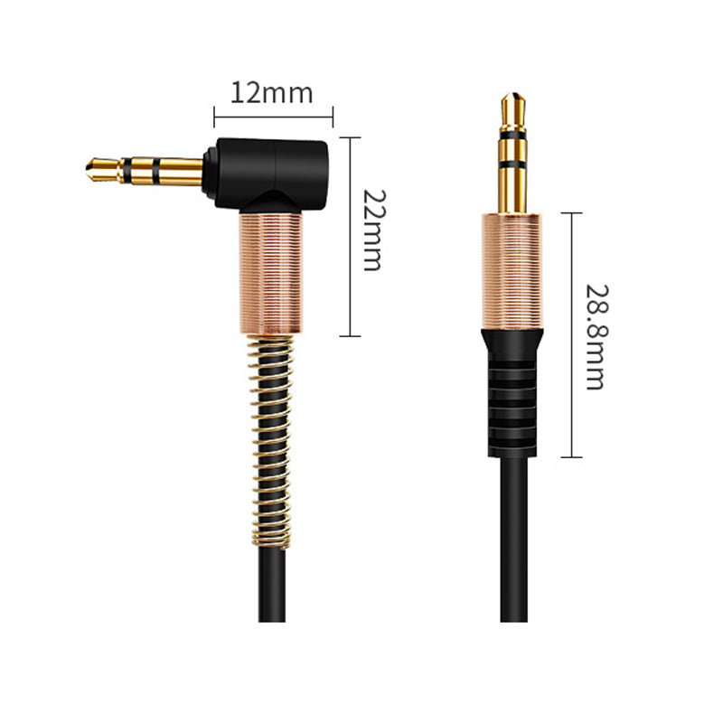 ACL 3.0 Meter 90 Degree Right Angle 3.5mm Auxiliary Audio Jack To Jack Cable Male To Male AUX Cable For Headphones Home And Car Stereos