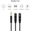 ACL 2x Headphone Audio Microphone Splitter Adapter AUX 3.5mm Male To 3.5mm Female Headphone Output & 3.5mm Female MIC Input