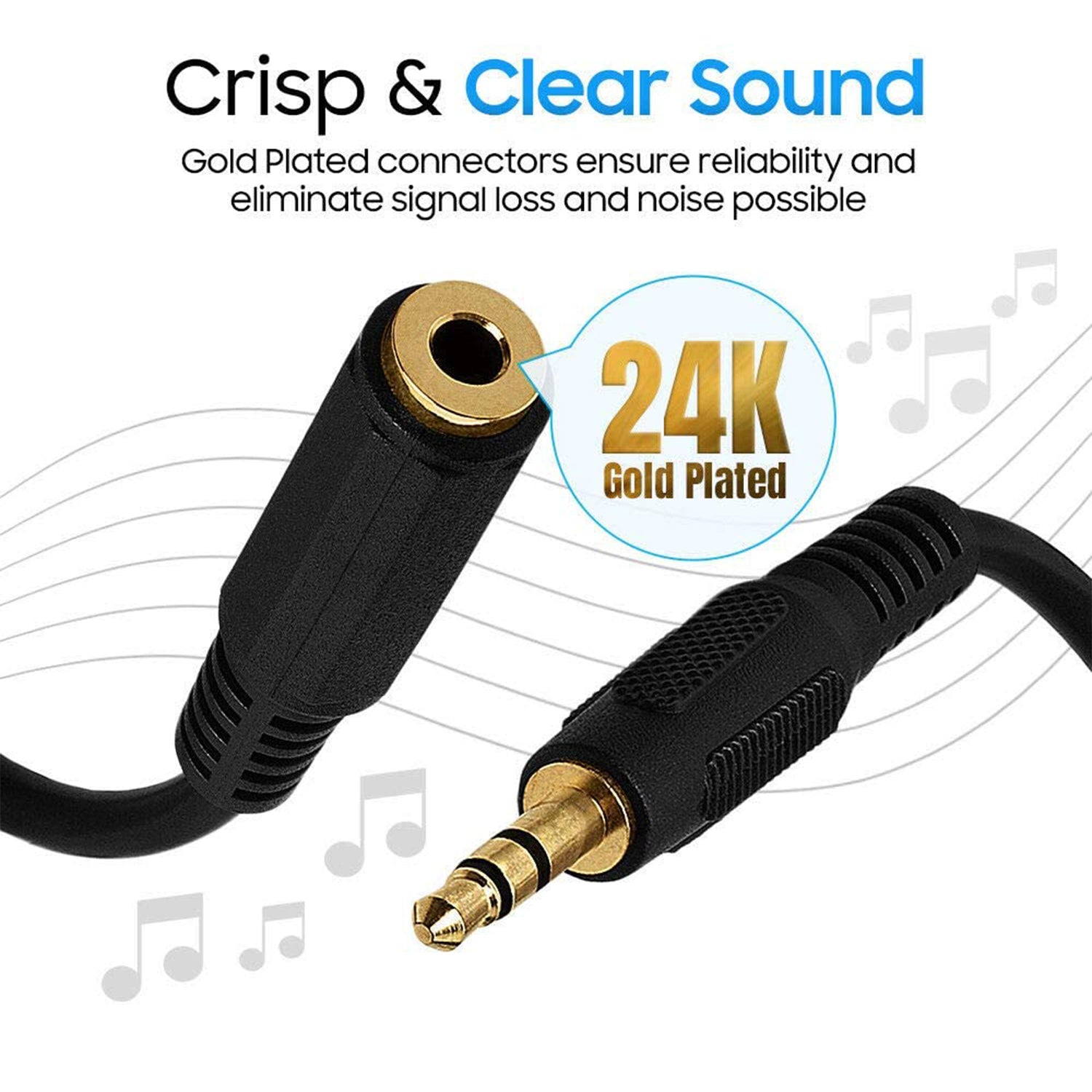 AUX 3.5mm Headphone Extension Male To Female Audio Stereo Cable With Silver-plating Copper Compatible With Iphones Tablets