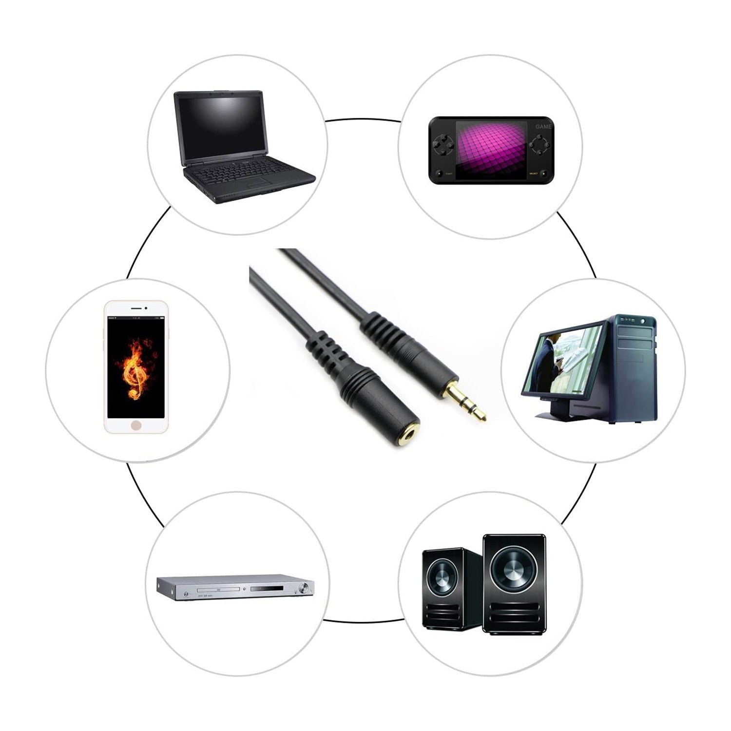 AUX 3.5mm Headphone Extension Male To Female Audio Stereo Cable With Silver-plating Copper Compatible With Iphones Tablets