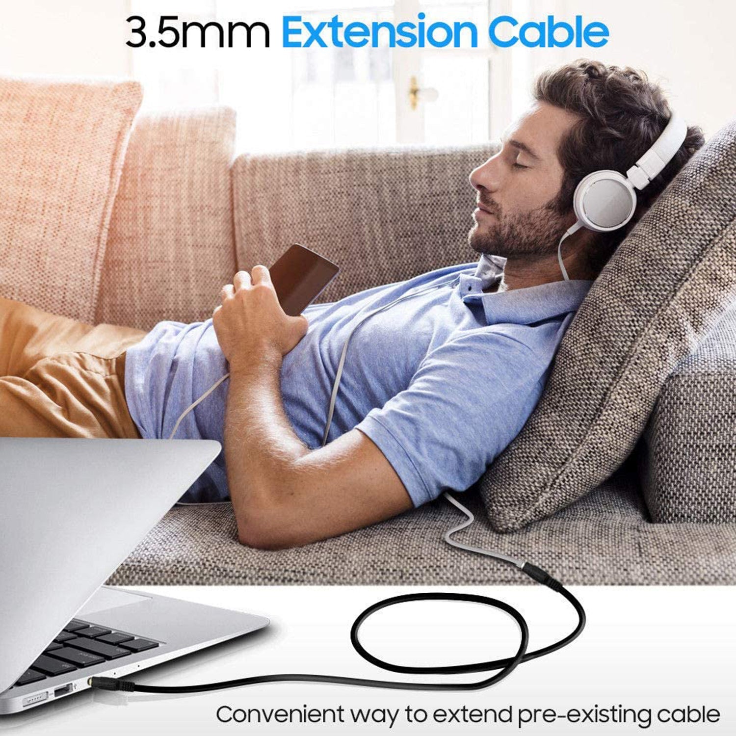 AUX 3.5mm Headphone Extension Male To Female Audio Stereo Cable With Silver-plating Copper Compatible With Iphones Tablets