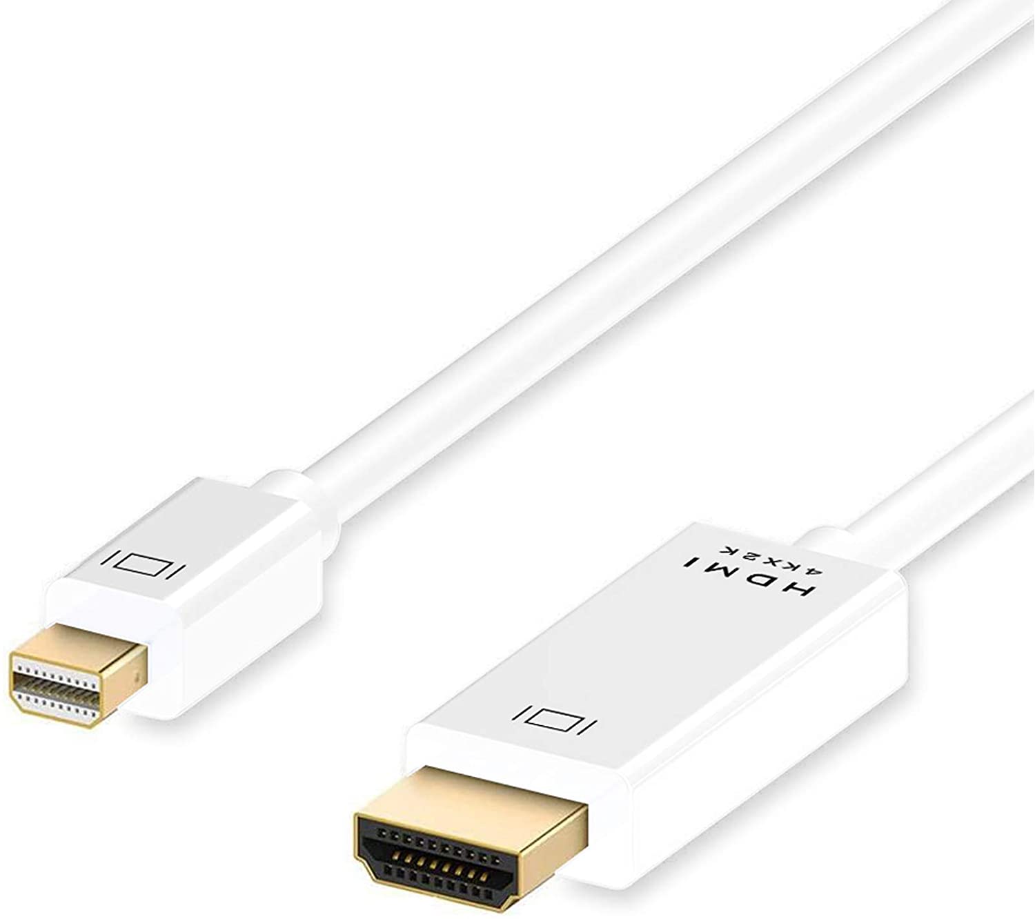 Mini Displayport to Hdmi White 1.8m Thunderbolt Port Compatible to Hdmi Cable Adapter for Surface Pro Macbook Pro Imac Mac Mini Gold Plated