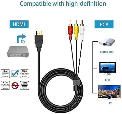 Hdmi to Rca Cable 1.5 Hdmi Male to 3rca Av Composite Male Connector Adapter Cable Cord Video Audio Av Cable Adapter for 1080p Hdtv